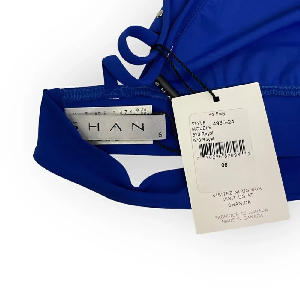 SHAN Three Piece Bikini Swimsuit Set: Top, Bottoms, Coverup Pants in Royal Blue